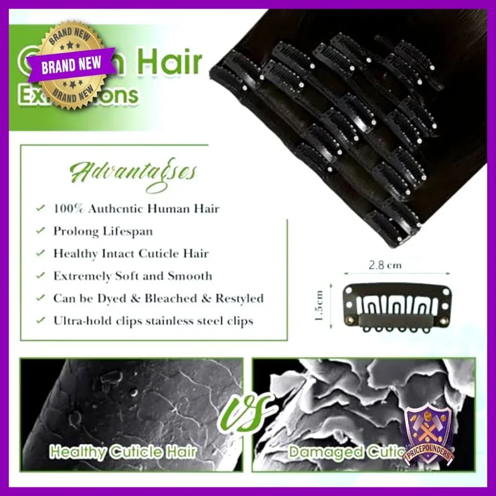 18 Inch Clip In Human Hair Extensions 8 Pieces 70g Brazilian Virgin Remy